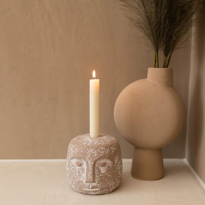 Candle Face kaarsenstandaard 12cm hoog - Sand