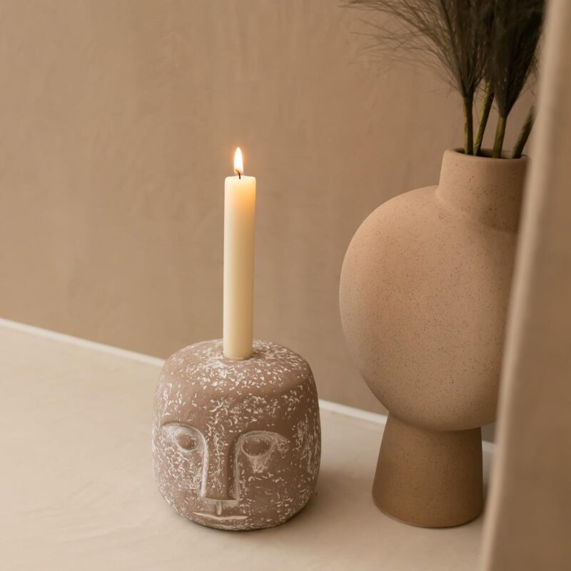 Candle Face kaarsenstandaard 12cm hoog - Sand