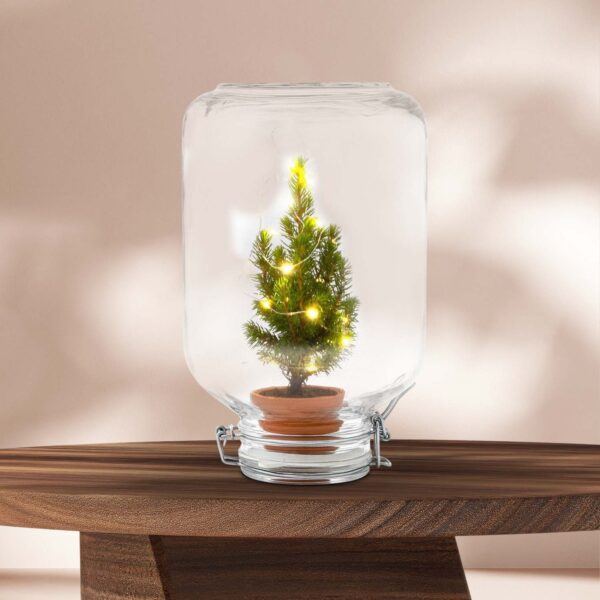 Kerstboom in weckpot met verlichting - Ø18cm - ↕28cm